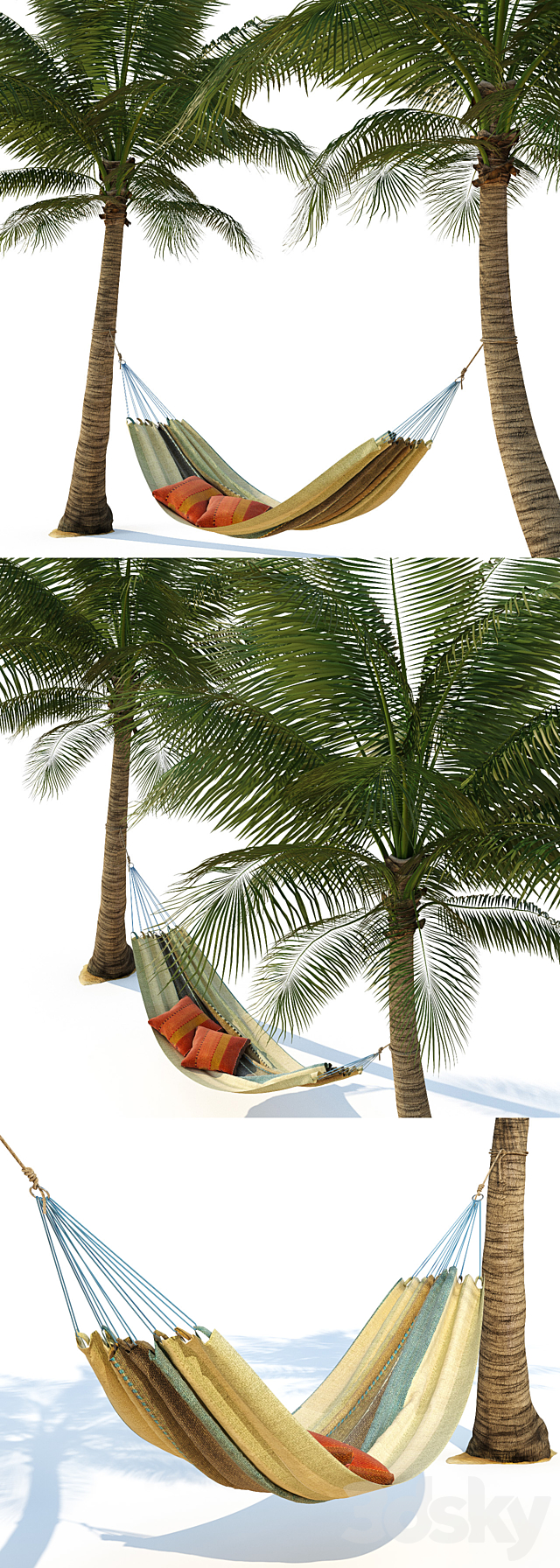 Hammock on palm trees 3DS Max Model - thumbnail 2