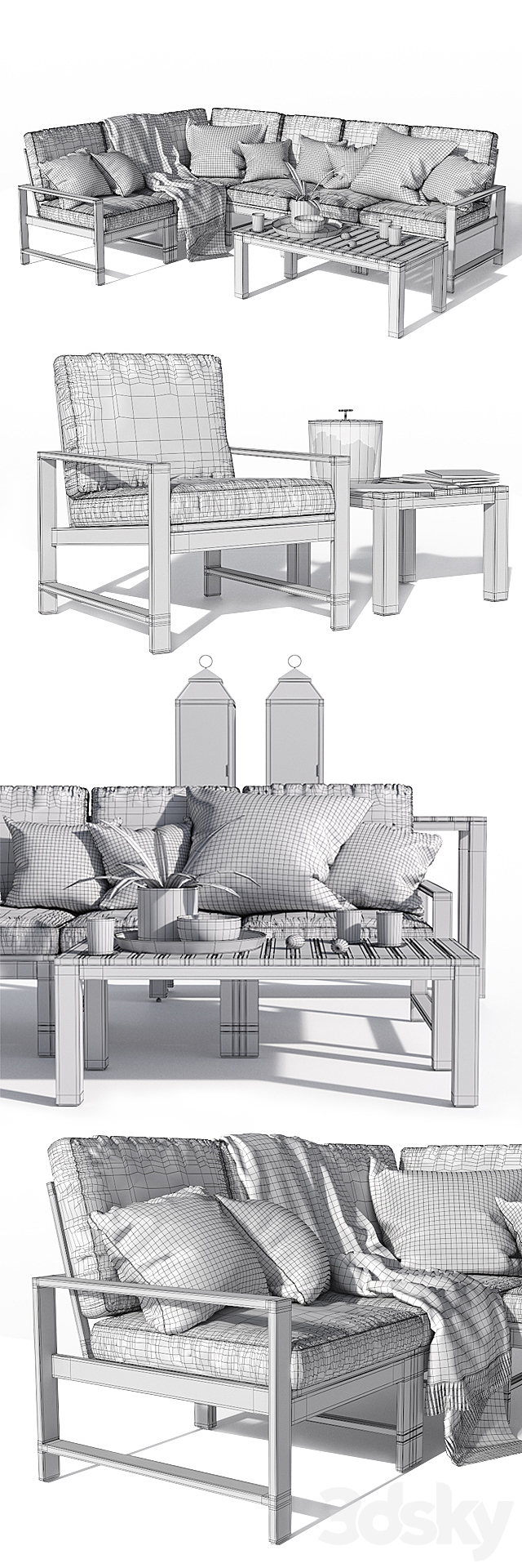 Indio Metal Outdoor Furniture Set 2 3DS Max Model - thumbnail 3