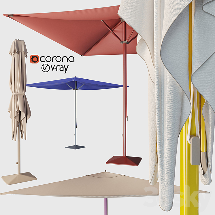 KETTAL \/ Meteo Telescopic Parasol 300 3DS Max - thumbnail 2