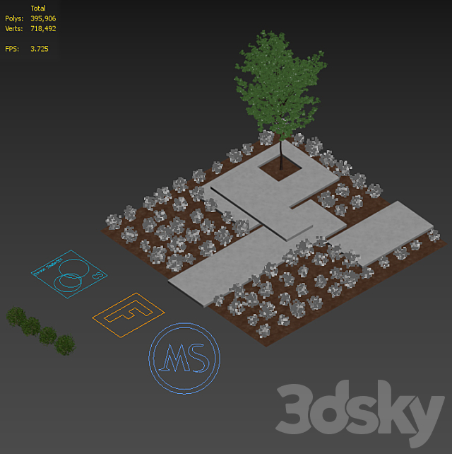 landscape design 3DS Max Model - thumbnail 6