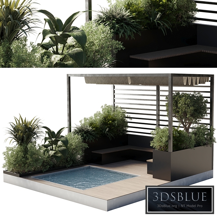 Landscape Furniture by pool with Pergola and Roof garden 08 3DS Max - thumbnail 3