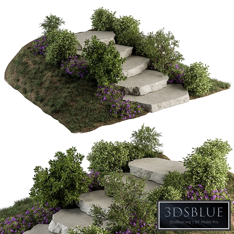 Landscape Furniture Rock stairs with Garden – Architect Element 56 3DS Max - thumbnail 3