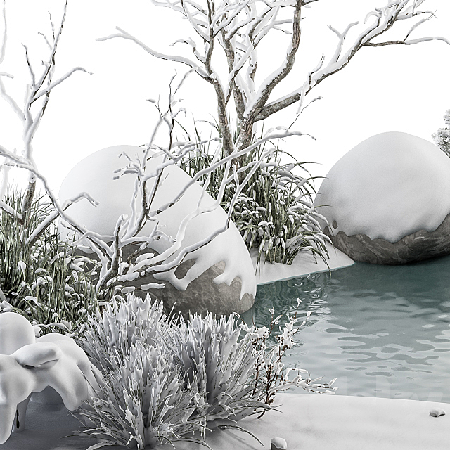 Landscape Furniture Snowy Lake – Set 48-C 3DS Max Model - thumbnail 3