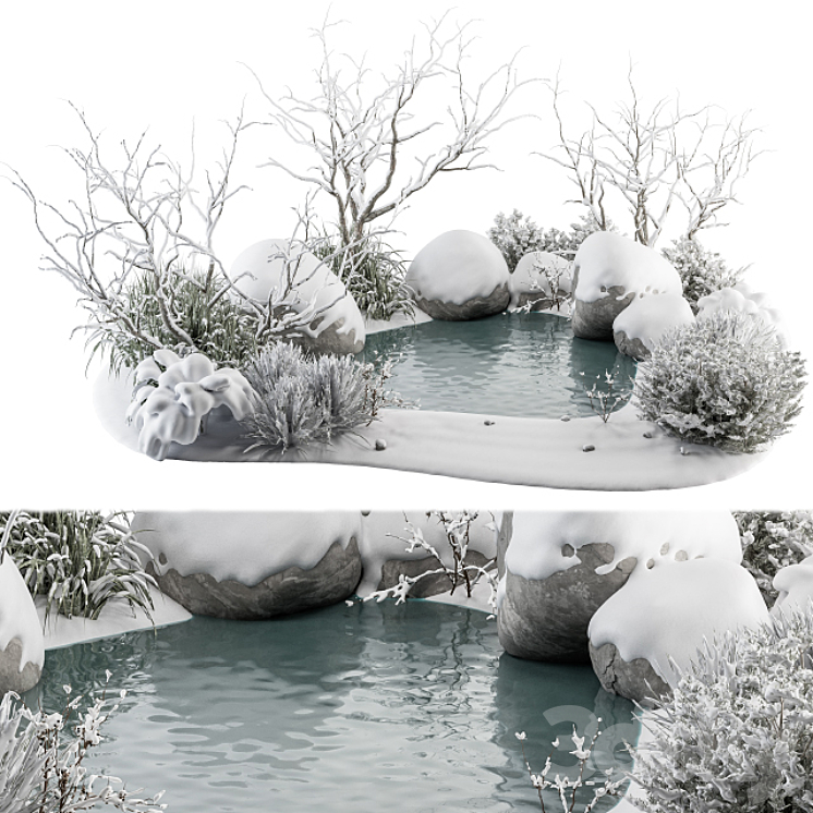 Landscape Furniture Snowy Lake – Set 48-V 3DS Max - thumbnail 1