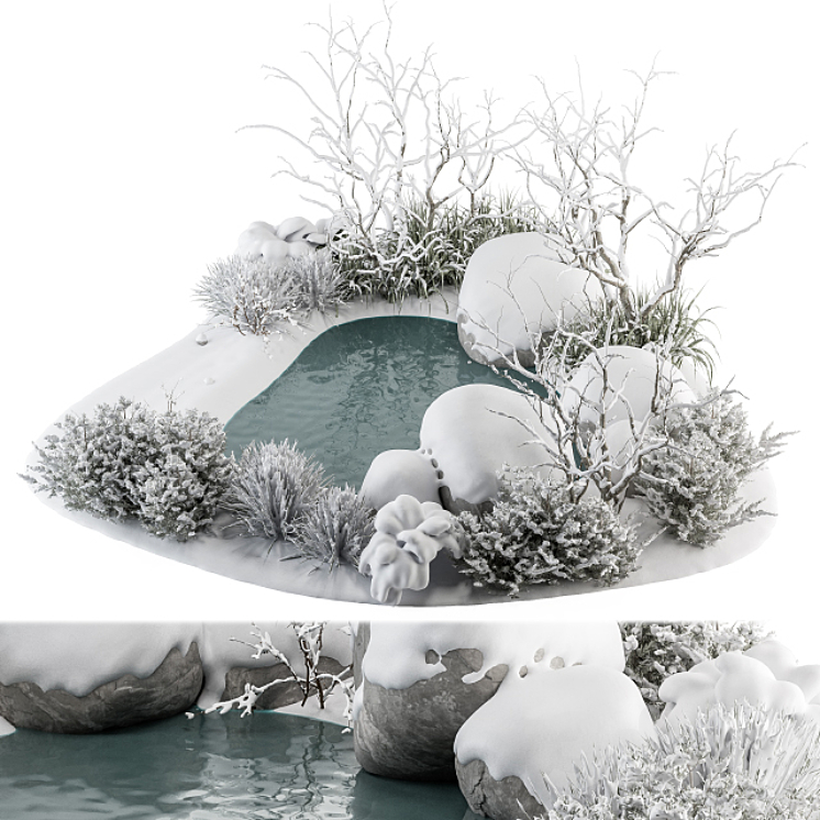 Landscape Furniture Snowy Lake – Set 48-V 3DS Max - thumbnail 2