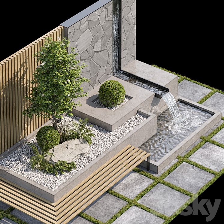 Landscape Furniture with Fountain – Architect Element 07 3DS Max - thumbnail 2