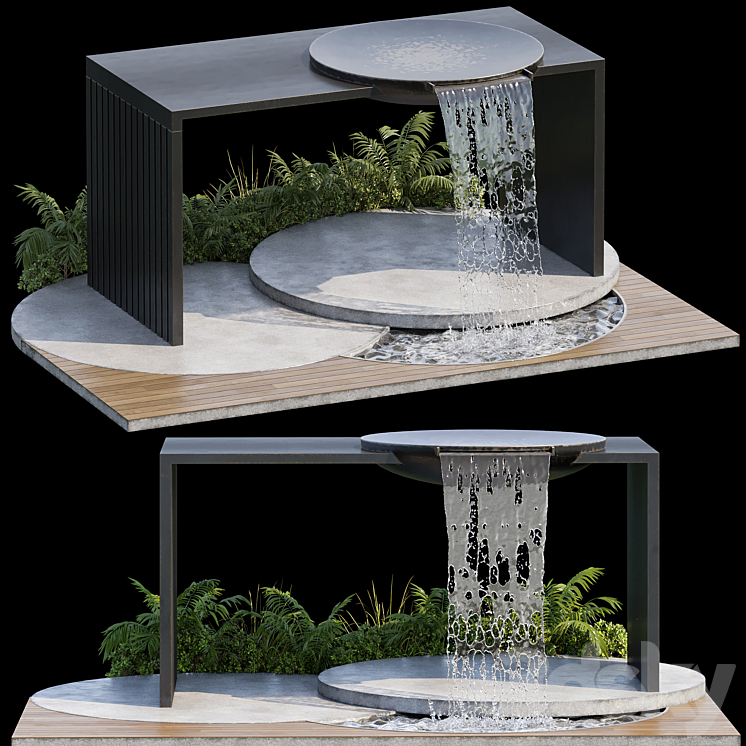 Landscape Furniture with Fountain – Architect Element 09 3DS Max - thumbnail 1