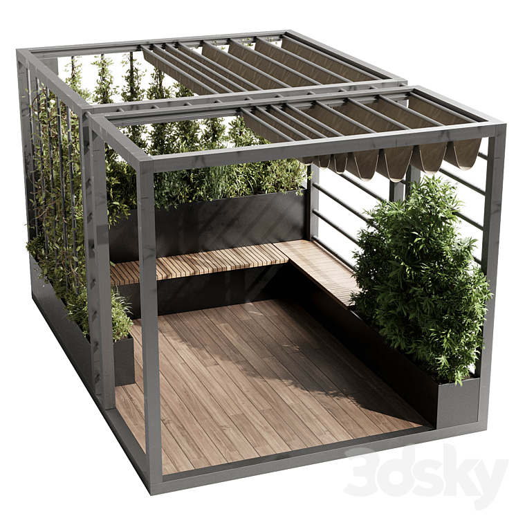 Landscape Furniture with Pergola and Roof garden 09 3DS Max - thumbnail 1