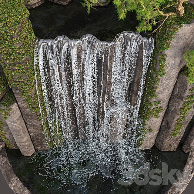 Large water fall 2 3DS Max Model - thumbnail 3