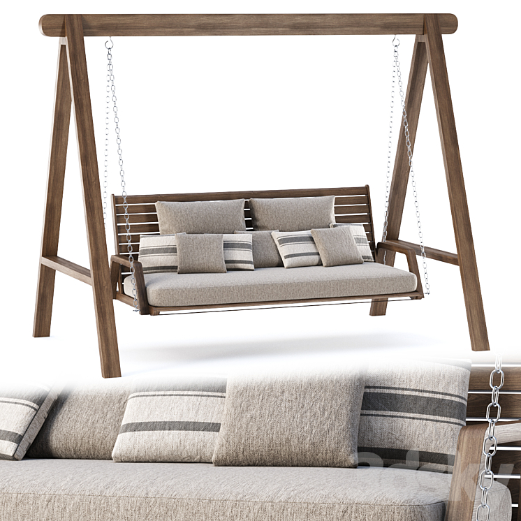 Mary wooden double garden swing MR45 by Bpoint Design \/ Wooden garden swing 3DS Max - thumbnail 1