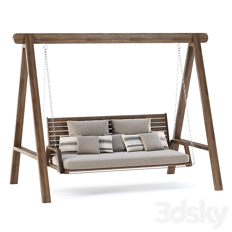 Mary wooden double garden swing MR45 by Bpoint Design \/ Wooden garden swing 3DS Max - thumbnail 2