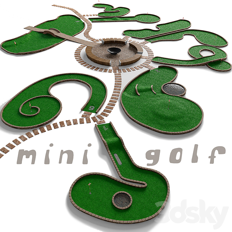 Mini golf. A set of 9 fields 3DS Max - thumbnail 1