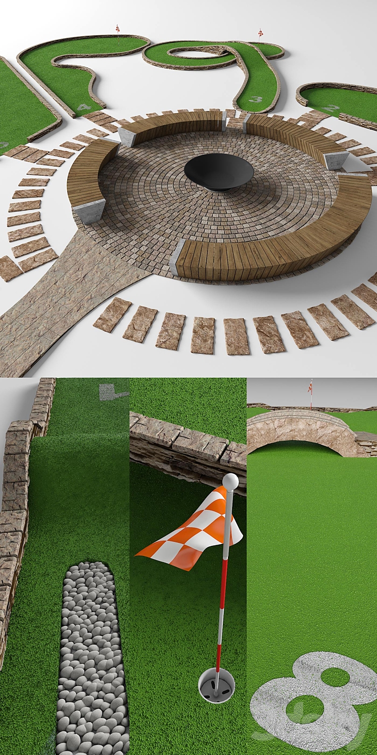 Mini golf. A set of 9 fields 3DS Max - thumbnail 2