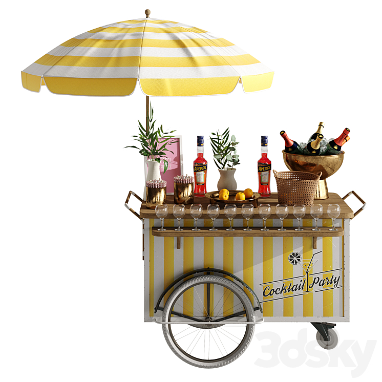 Mini yellow cart 2 3DS Max - thumbnail 1