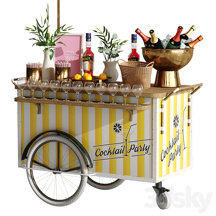 Mini yellow cart 2 3DS Max - thumbnail 2