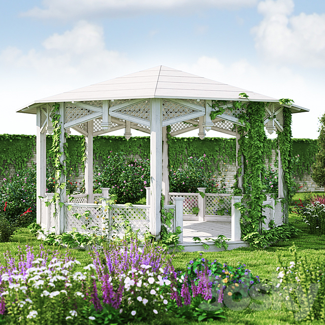 Octagonal Arbor 3DS Max Model - thumbnail 2