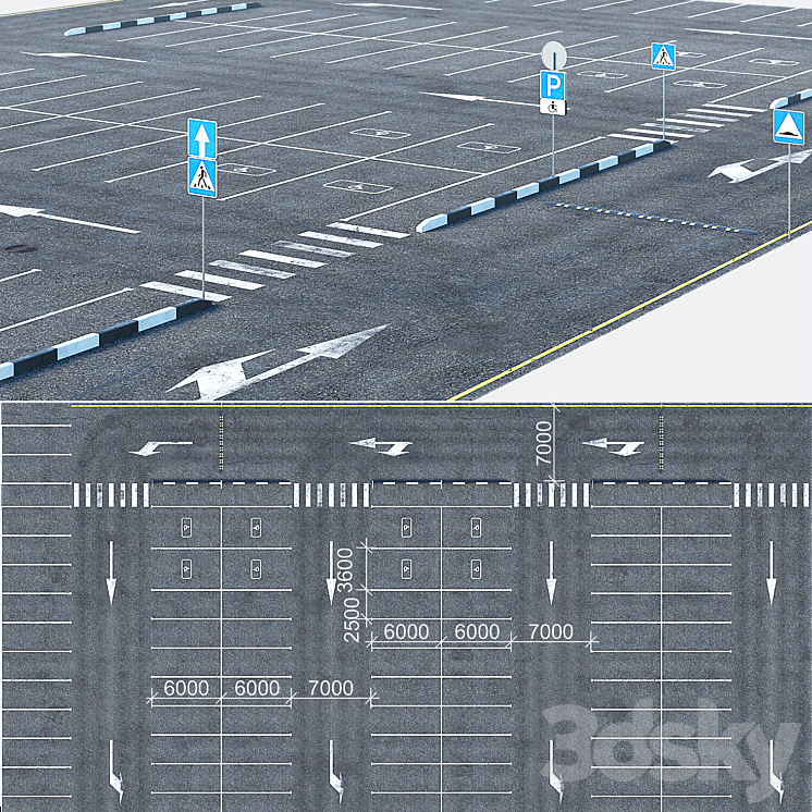 Outdoor car park 3DS Max - thumbnail 1