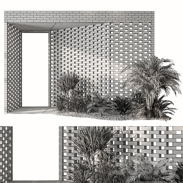 Outdoor Entrance Parametric Brick Wall – Architecture Element 53 3DS Max Model - thumbnail 3