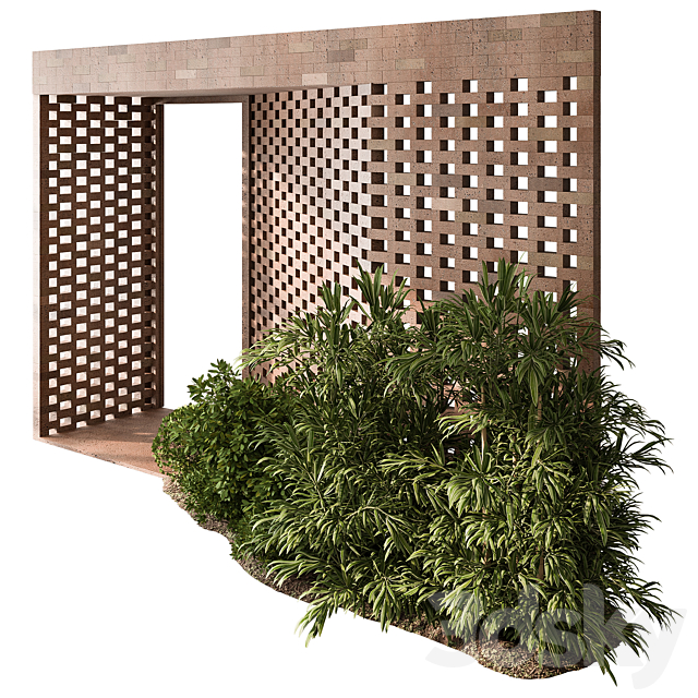 Outdoor Entrance Parametric Brick Wall – Architecture Element 54 3DS Max Model - thumbnail 2