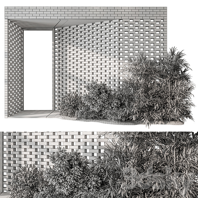 Outdoor Entrance Parametric Brick Wall – Architecture Element 54 3DS Max Model - thumbnail 3