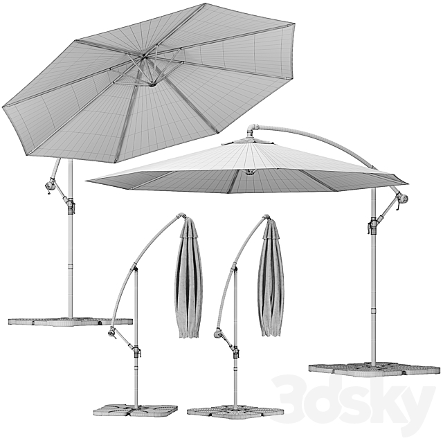 Outdoor Octagonal Parasol 3DS Max Model - thumbnail 5