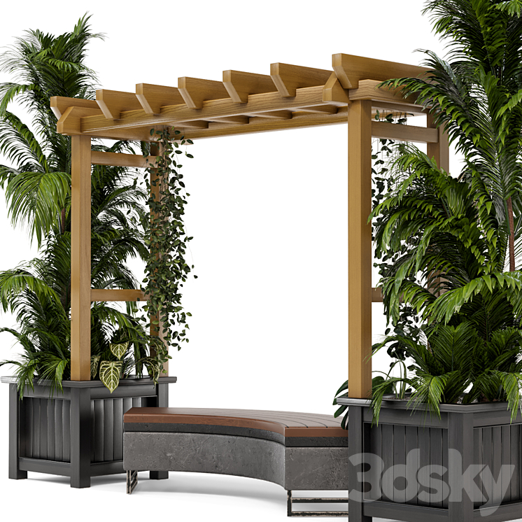 Outdoor Plants on Pergola – Garden Set 138 3DS Max - thumbnail 2