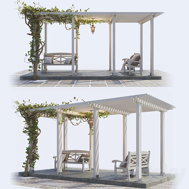 Painted Wooden Pergola 3DS Max - thumbnail 1