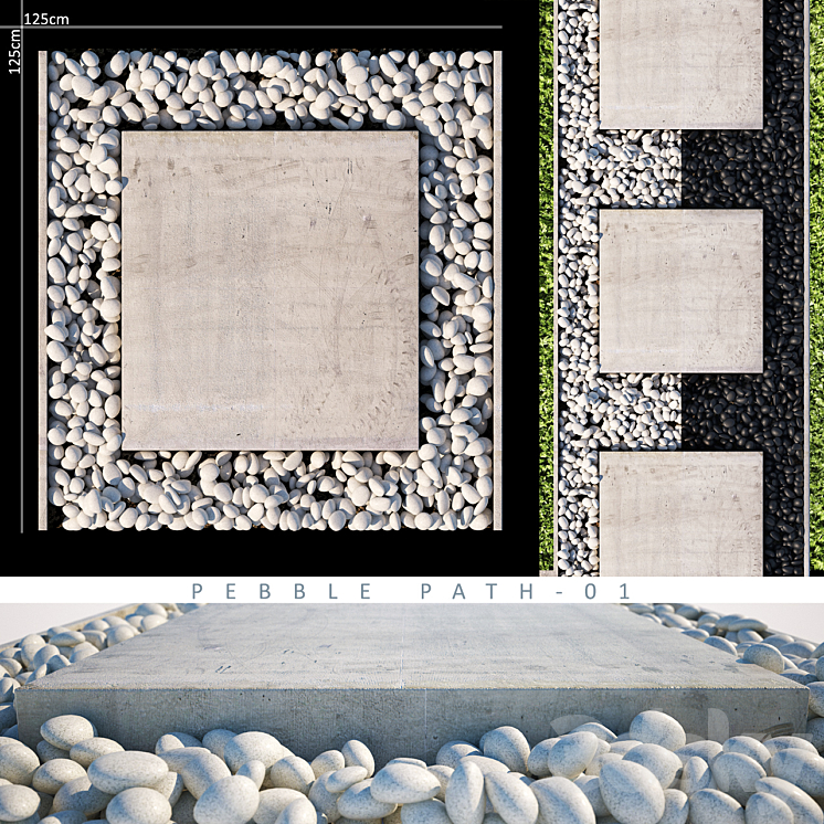 PEBBLE PATH 1 3DS Max - thumbnail 1