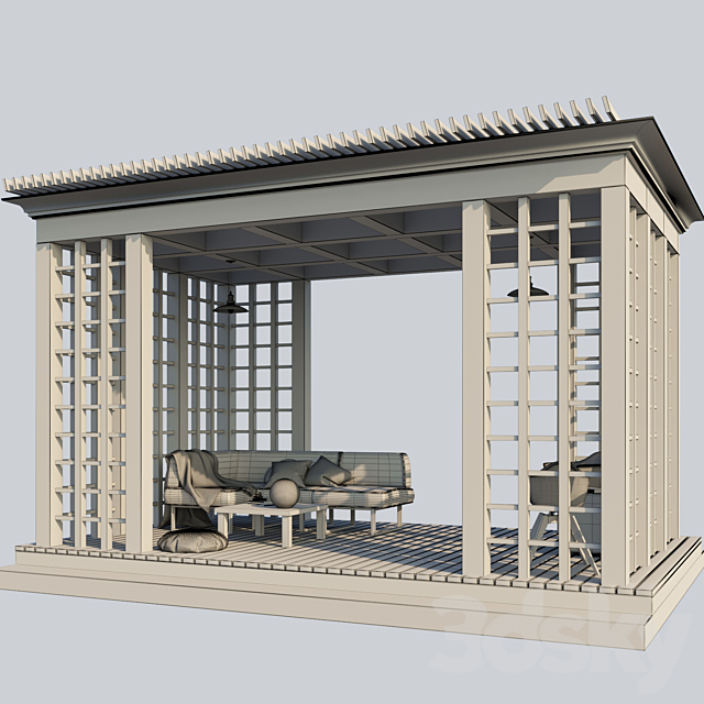 Pergola 3DS Max Model - thumbnail 3