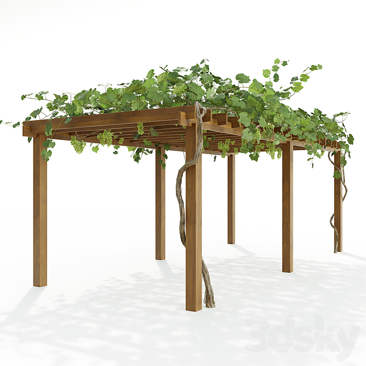 Pergola with grapes 3DS Max - thumbnail 1