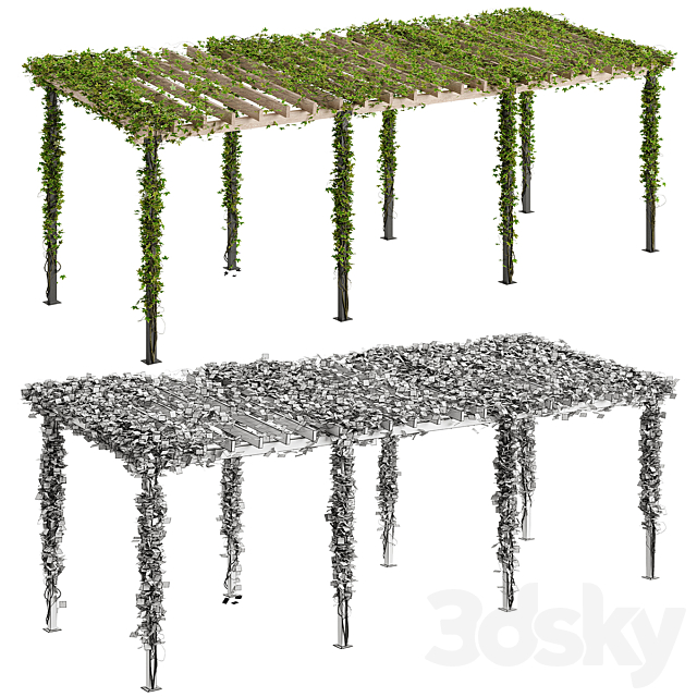 Pergola with Ivy v10 3DS Max Model - thumbnail 3