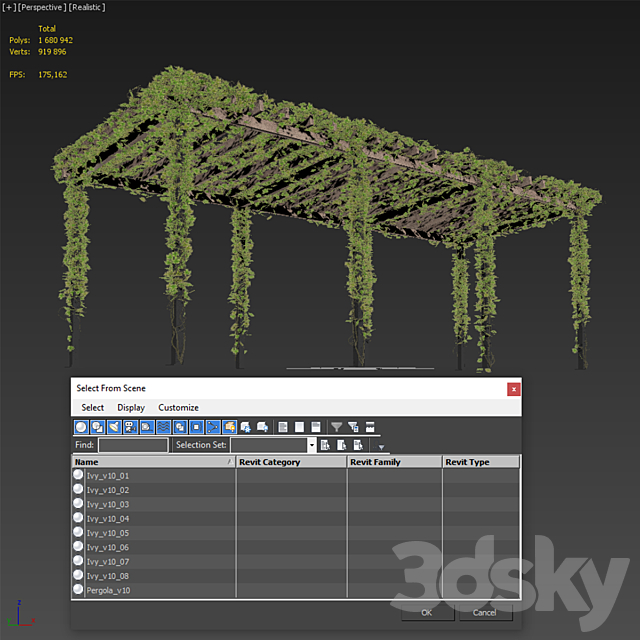 Pergola with Ivy v10 3DS Max Model - thumbnail 5