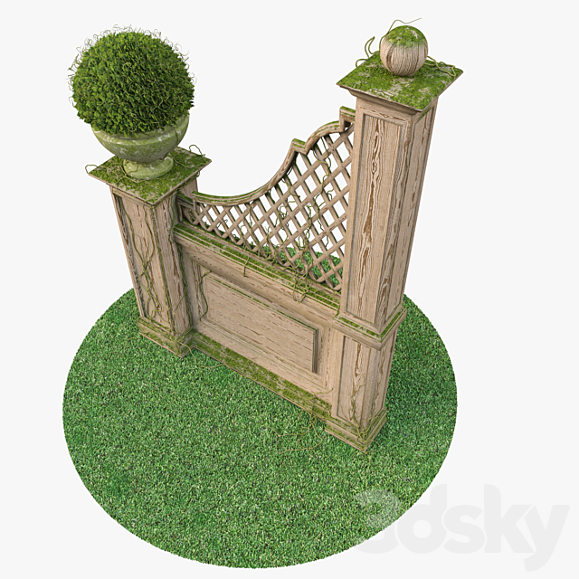 Pergola with vase 3DS Max Model - thumbnail 2