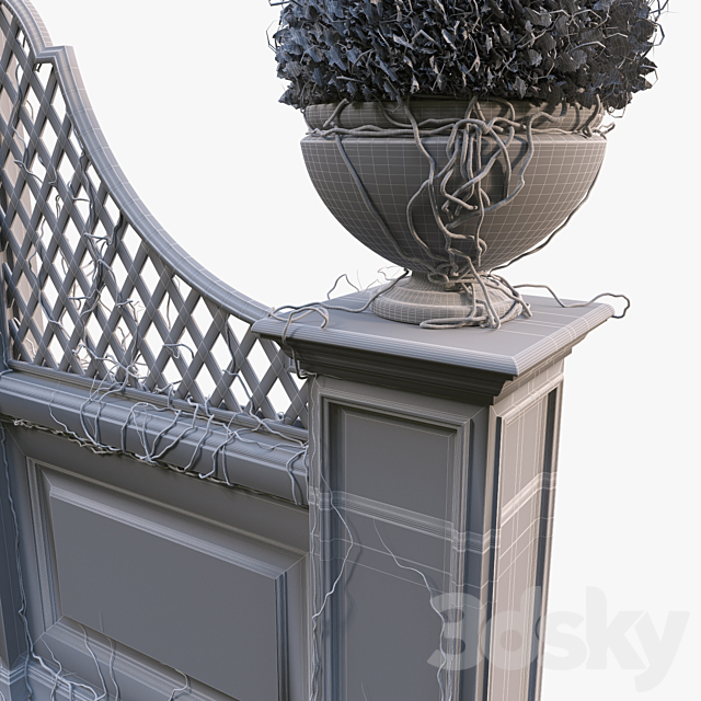 Pergola with vase 3DS Max Model - thumbnail 3