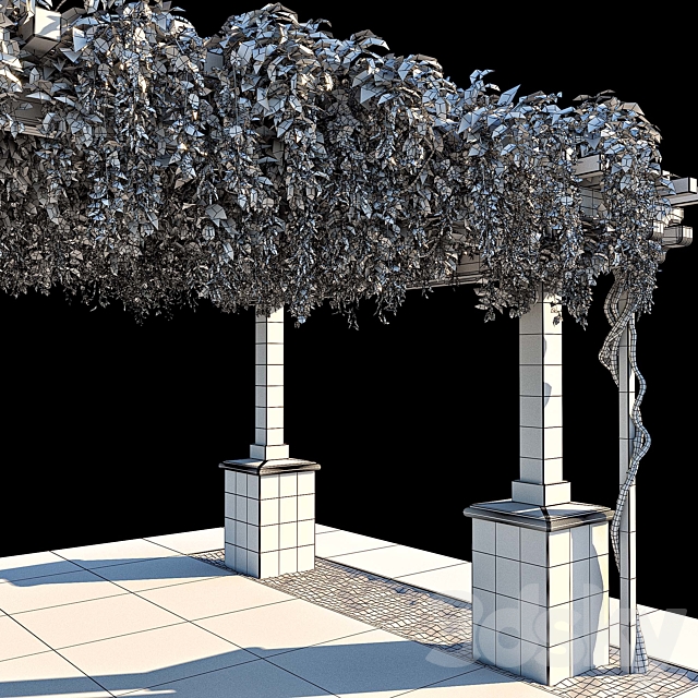 Pergola with Wisteria (Pergola with Wisteria) 3DS Max Model - thumbnail 5