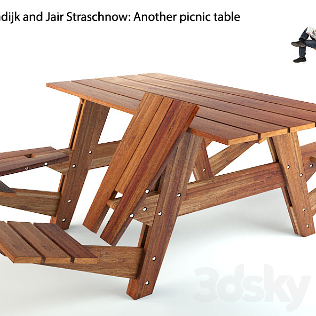 Picnic table 3DS Max Model - thumbnail 1