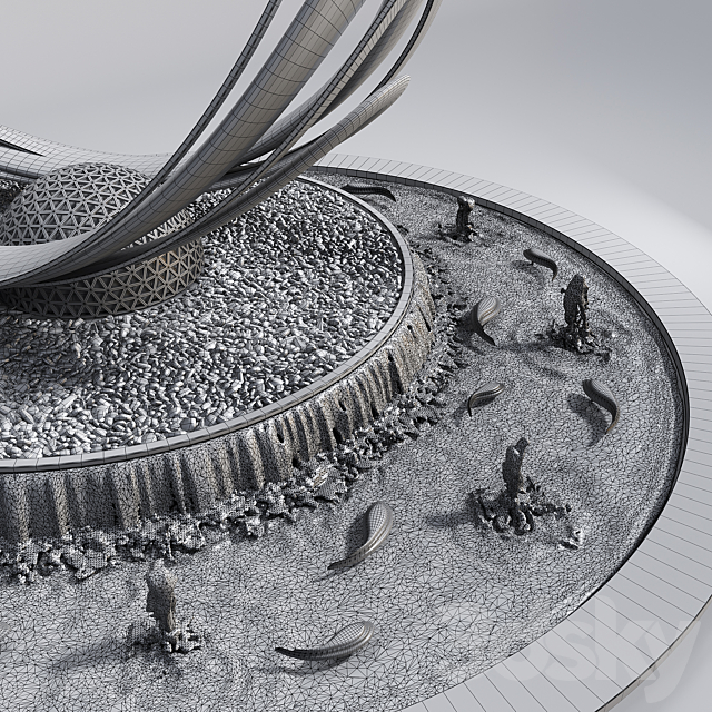 Pond with metal sculpture 3DS Max Model - thumbnail 6