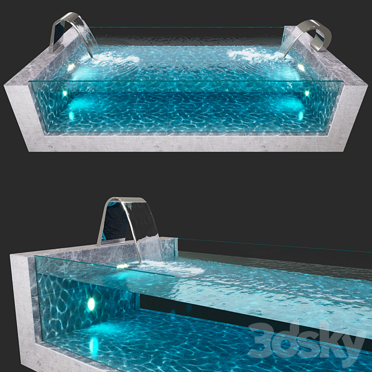 Pool waterfalls: Niagara Dolphin 3DS Max - thumbnail 2