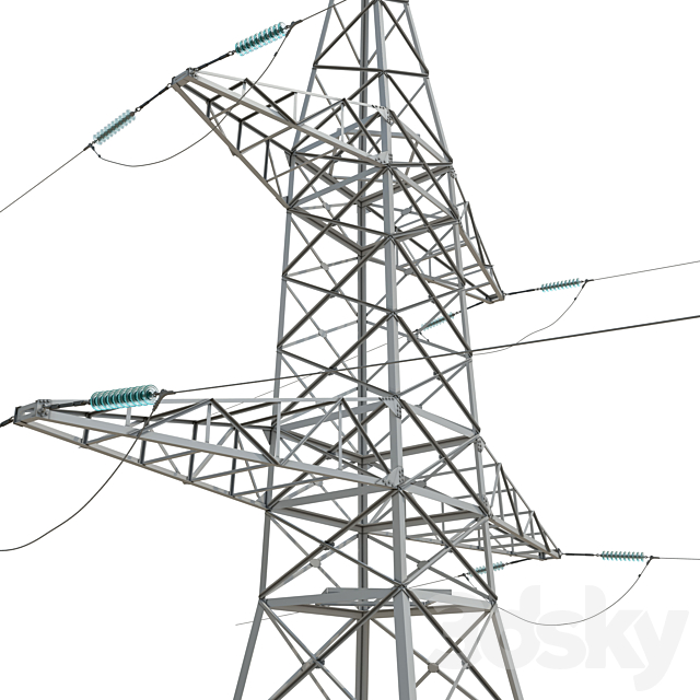 Power line tower 3DS Max Model - thumbnail 2