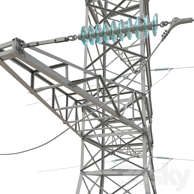 Power line tower 3DS Max Model - thumbnail 4