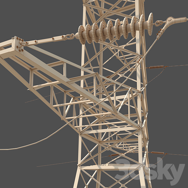 Power line tower 3DS Max Model - thumbnail 5