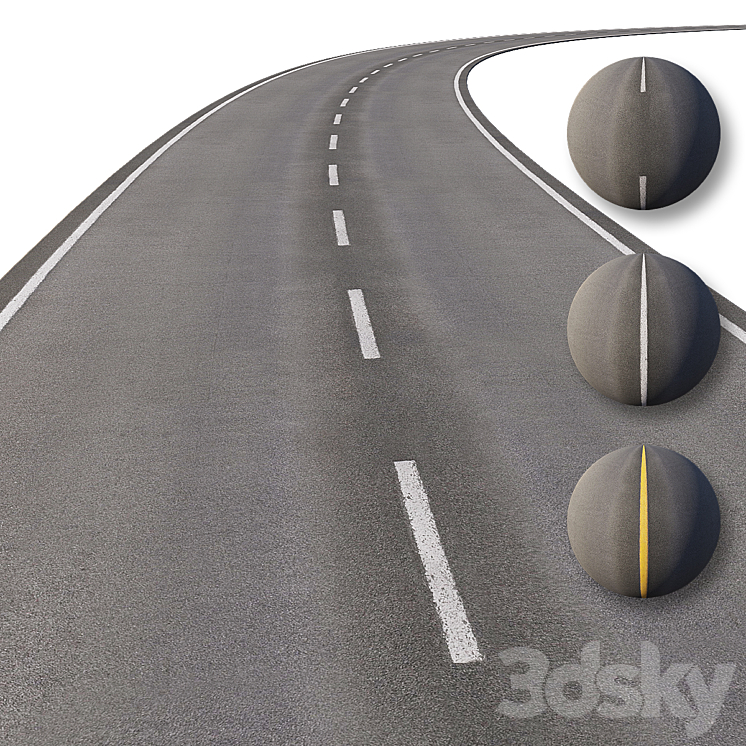 Road with markings 3DS Max - thumbnail 1