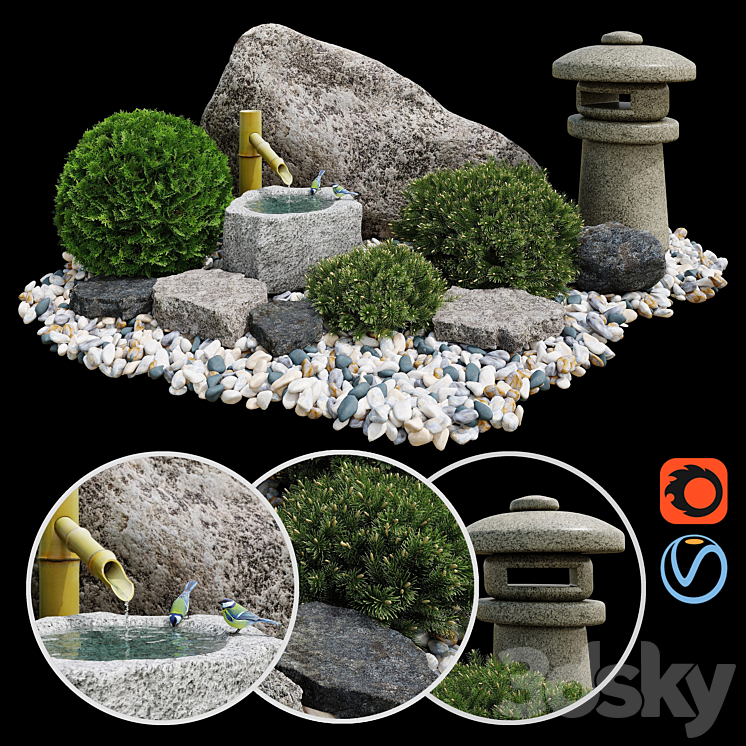 Rock garden. Tsukubai \/ Rock garden. Tsukubai 3DS Max - thumbnail 1