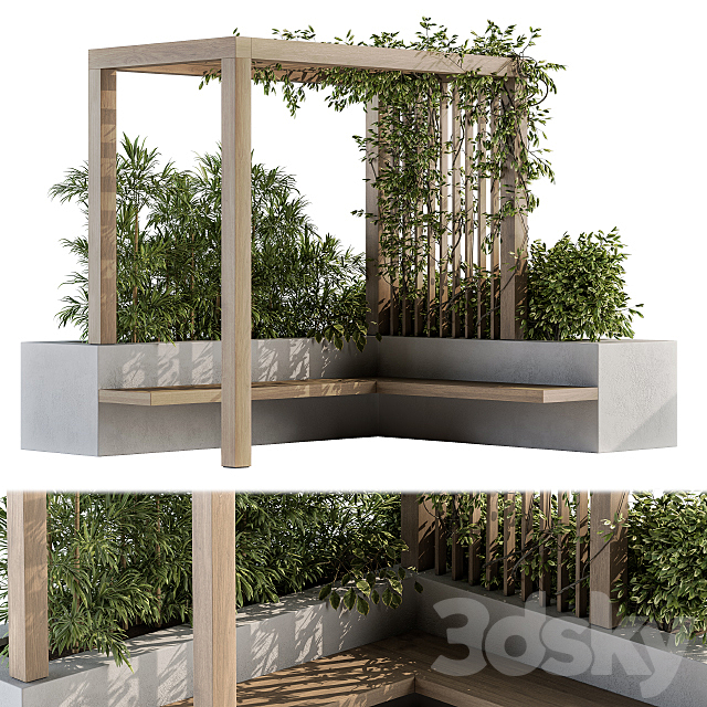 Roof Garden and Landscape Furniture with Pergola 04 3DS Max Model - thumbnail 2