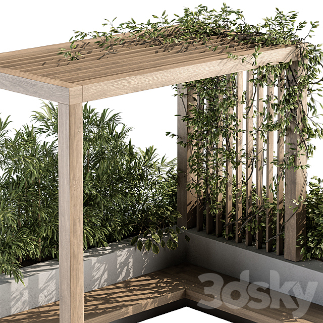 Roof Garden and Landscape Furniture with Pergola 04 3DS Max Model - thumbnail 3