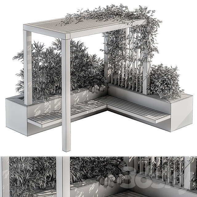 Roof Garden and Landscape Furniture with Pergola 04 3DS Max Model - thumbnail 5