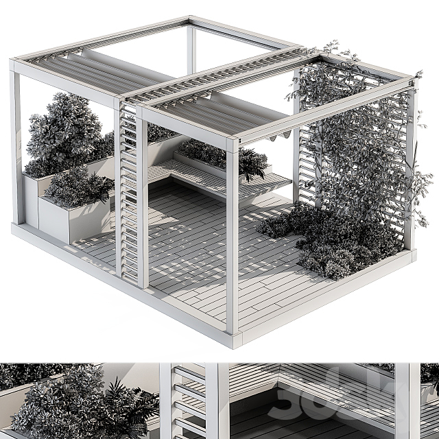 Roof Garden and Landscape Furniture with Pergola 05 3DS Max Model - thumbnail 5