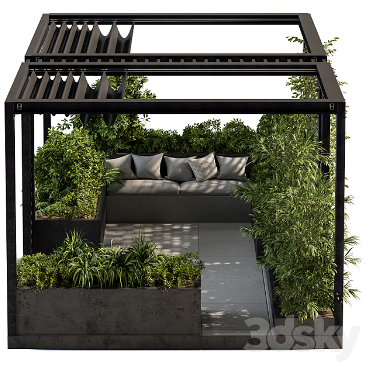 Roof Garden and Landscape Furniture with Pergola – Set 38 3DS Max - thumbnail 1