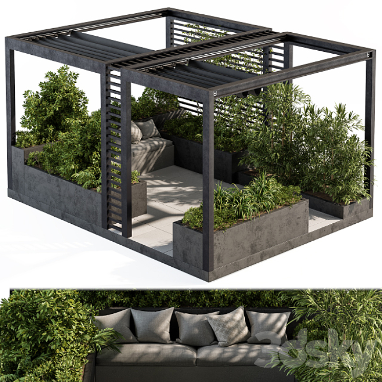 Roof Garden and Landscape Furniture with Pergola – Set 38 3DS Max - thumbnail 2