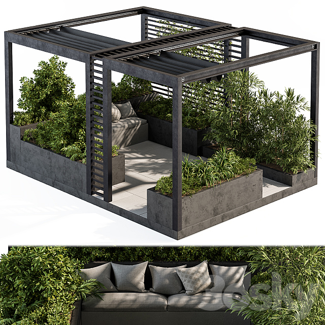 Roof Garden and Landscape Furniture with Pergola – Set 38 3DS Max Model - thumbnail 2